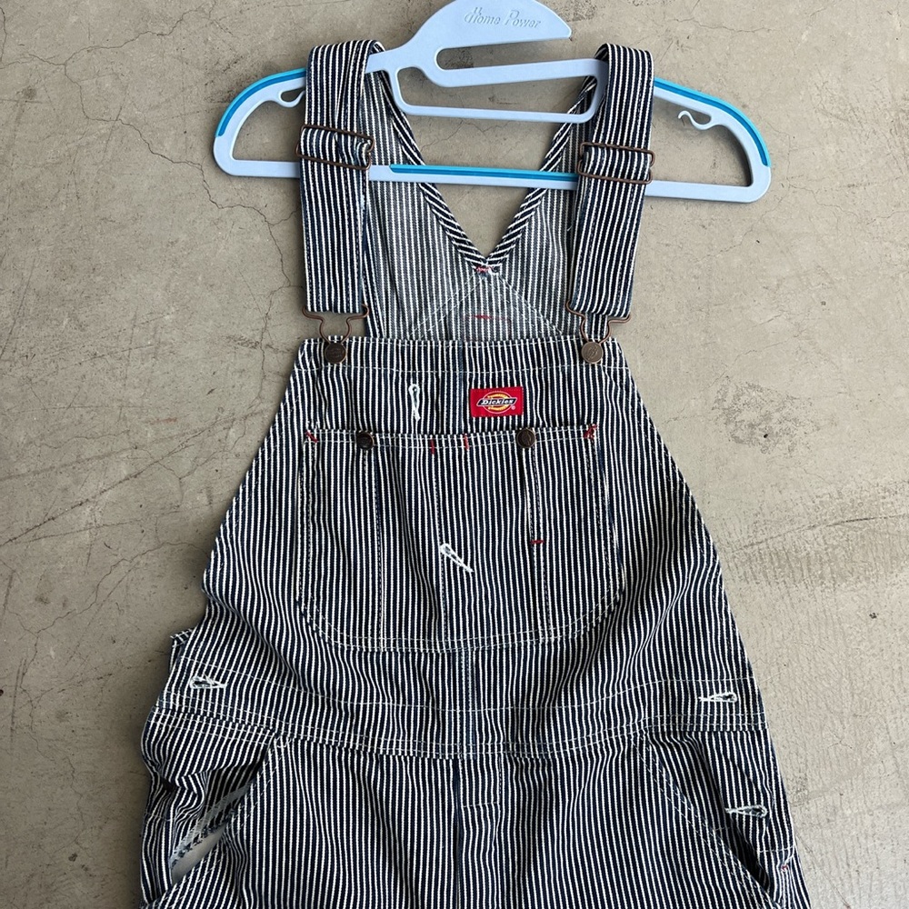 Dickies Hickory Stripe Bibbed Overall. Fits Women’s 10.